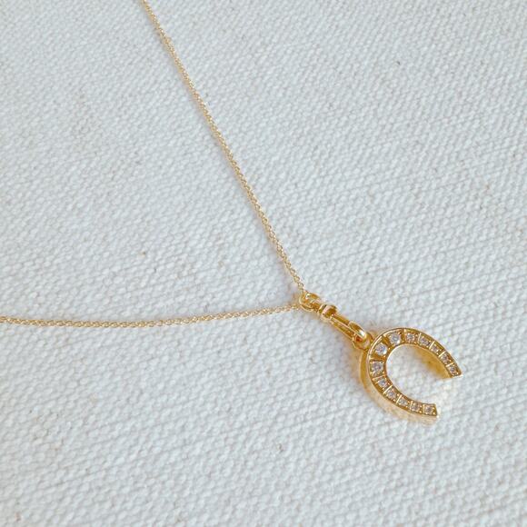 Paved Horseshoe Western Pendant Layering Necklace - Picture 1 of 3